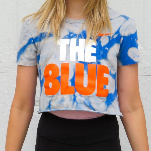 Nike Tops - Nike Boise State Blue Tie Dye Bleach Crop Top XS